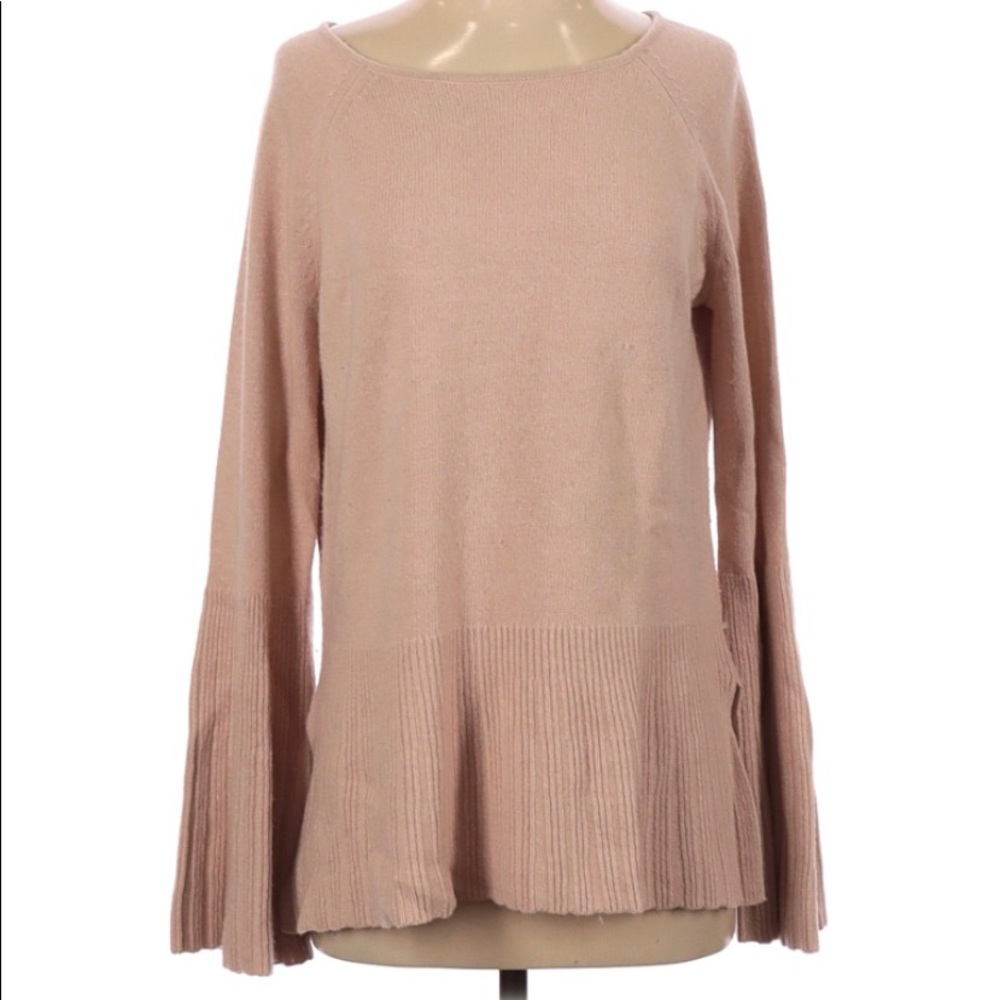 Dusty Rose Pullover Sweater with Bell Sleeves